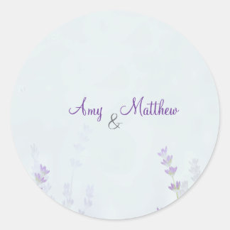 Eleganter floraler Lavendel-Hochzeitsaufkleber Runder Aufkleber
