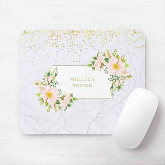 Eleganter floraler Marmor Chic Trendy Pastel Mouse Mousepad (Mit Mouse)