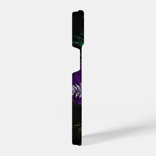 Eleganter floraler Monogram Peacock Feather Glitze iPhone Hülle (Rechte Seite)