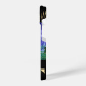 Eleganter floraler Monogram Peacock Feather Glitze iPhone Hülle (Linke Seite)