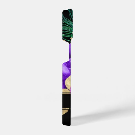 Eleganter floraler Monogram Peacock Feather Glitze iPhone Hülle (Rechte Seite)