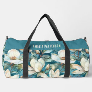 Eleganter, floraler Muster - Personalisierter Name Duffle Bag