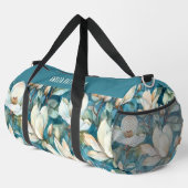 Eleganter, floraler Muster - Personalisierter Name Duffle Bag (Rechte Ecke)