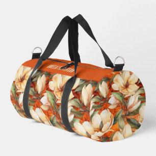 Eleganter, floraler Muster - Personalisierter Name Duffle Bag