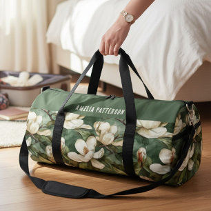 Eleganter, floraler Muster - Personalisierter Name Duffle Bag