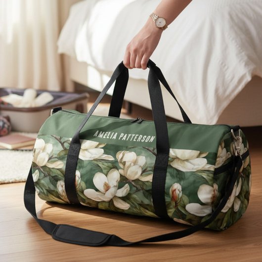 Eleganter, floraler Muster - Personalisierter Name Duffle Bag