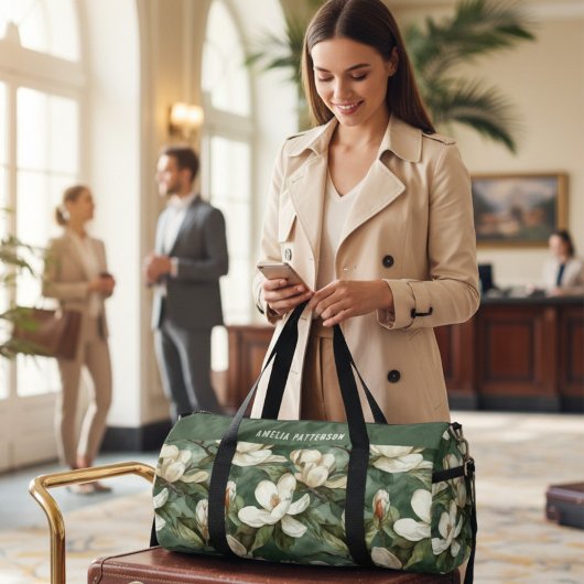Eleganter, floraler Muster - Personalisierter Name Duffle Bag