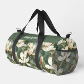Eleganter, floraler Muster - Personalisierter Name Duffle Bag (Rechte Ecke)