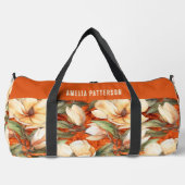 Eleganter, floraler Muster - Personalisierter Name Duffle Bag (Vorderseite)