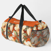 Eleganter, floraler Muster - Personalisierter Name Duffle Bag (Rechte Ecke)