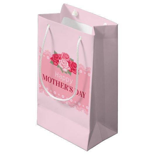 Eleganter floraler Muttertag | Geschenktasche Kleine Geschenktüte (Vorderseite Schrägansicht)