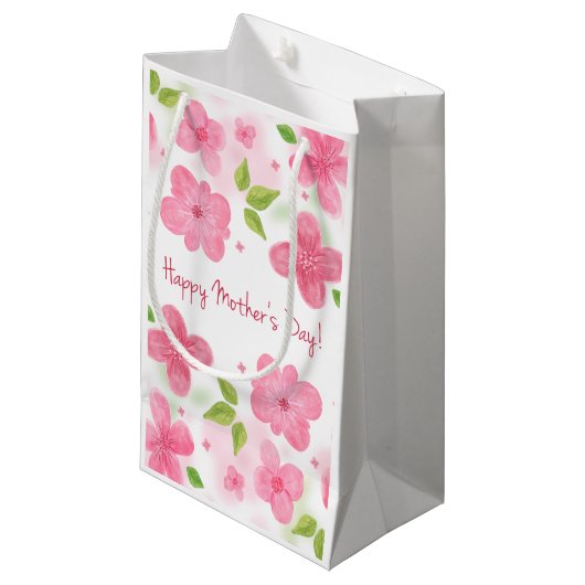Eleganter floraler Muttertag | Geschenktasche Kleine Geschenktüte (Vorderseite Schrägansicht)