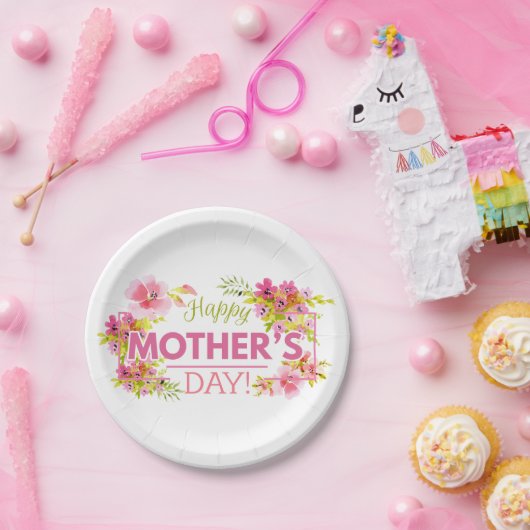 Eleganter floraler Muttertag | Papierplatte Pappteller (Party)