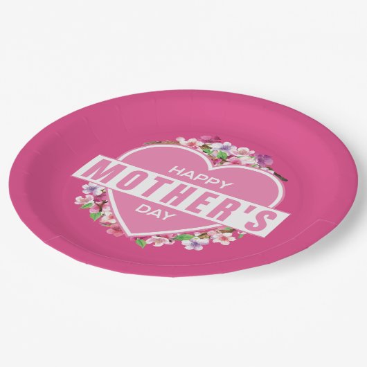 Eleganter floraler Muttertag | Papierplatte Pappteller (Schrägansicht)