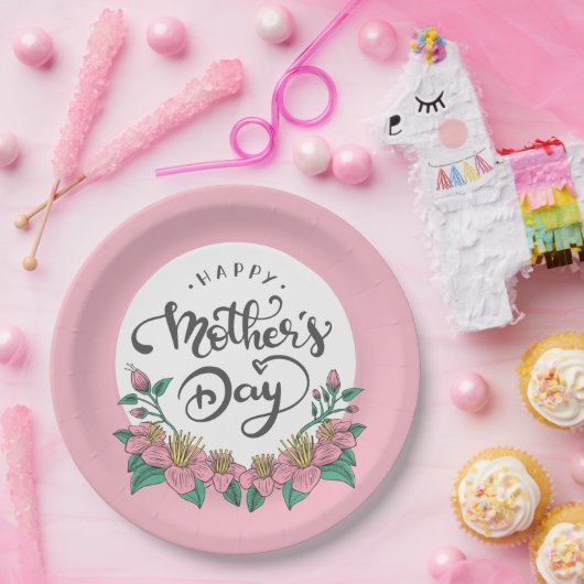 Eleganter floraler Muttertag | Papierplatte Pappteller (Party)