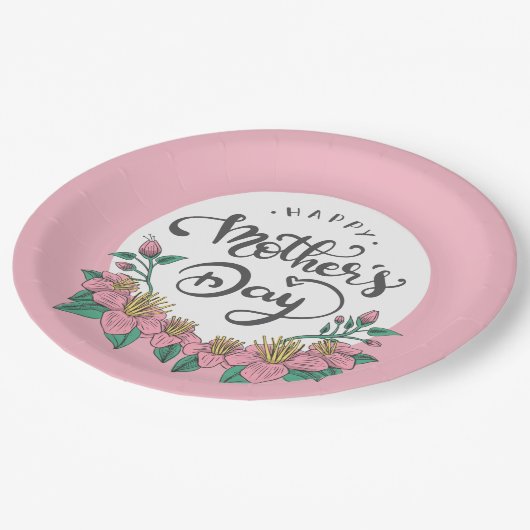 Eleganter floraler Muttertag | Papierplatte Pappteller (Schrägansicht)