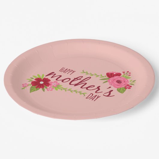 Eleganter floraler Muttertag | Papierplatte Pappteller (Schrägansicht)