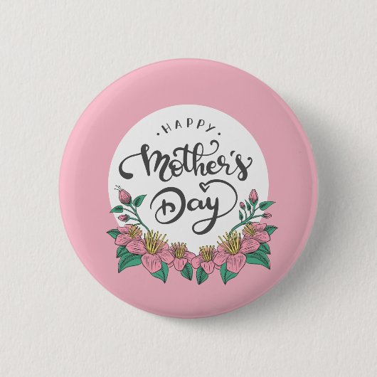 Eleganter floraler Muttertag | Schaltfläche Button (Vorderseite)