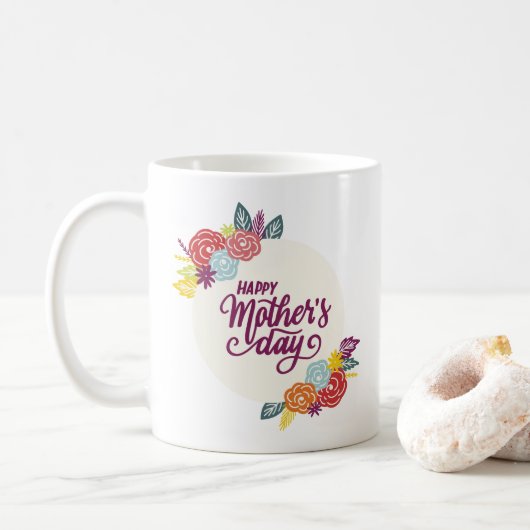 Eleganter floraler Muttertag | Tasse des Kaffees (Mit Donut)
