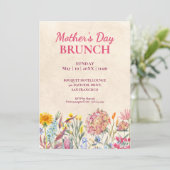 Eleganter Floraler Muttertagsbrunch Einladung (Stehend Vorderseite)
