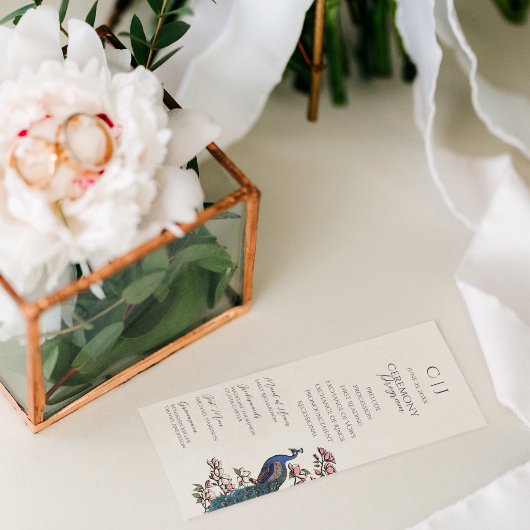 Eleganter floraler Pfauenplan für Serviceprogramme
