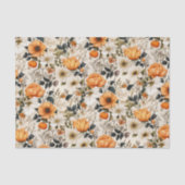 Eleganter floraler Pumpkin Fall Seidenpapier (Vorderseite)
