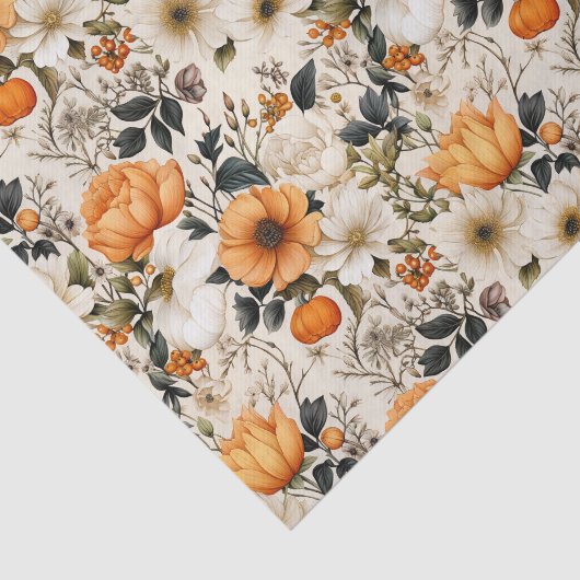 Eleganter floraler Pumpkin Fall Seidenpapier (Ausschnitt)