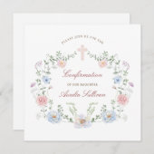 Eleganter floraler Rahmen-Bestätigungsplatz Einladung (Vorne/Hinten)