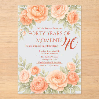 Eleganter floraler Rahmenrand Geburtstag Acryleinladungen