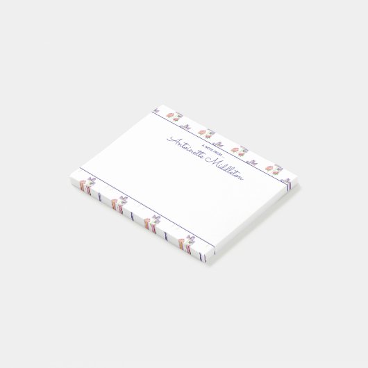 Eleganter, floraler Rosa Lavendel Post-it Klebezettel (angewinkelt)