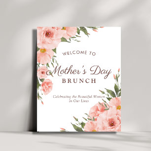 Eleganter Floraler Rosa Muttertags-Brunch-Willkomm Poster