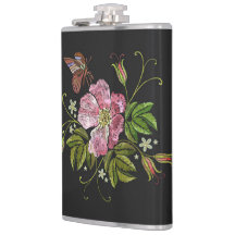 Eleganter floraler Stickereimuster Schwarzer Hinte