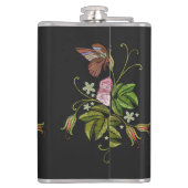 Eleganter floraler Stickereimuster Schwarzer Hinte Flachmann (Rückseite)