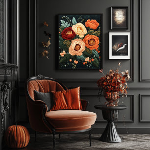 Eleganter floraler Stickereistil Vintage-Botanik Poster