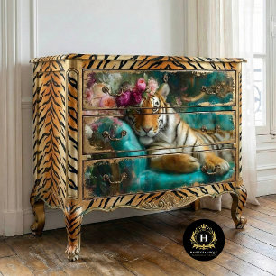 Eleganter floraler Tiger-Dekoupage Seidenpapier