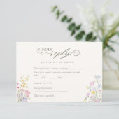 Eleganter floraler Wildblumen-Kalligrafie-QR-Code RSVP Karte (Stehend Vorderseite)