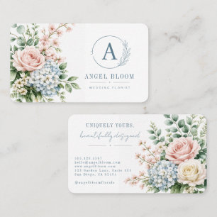 Eleganter Florist für Hochzeiten mit Wasserfarben Visitenkarte