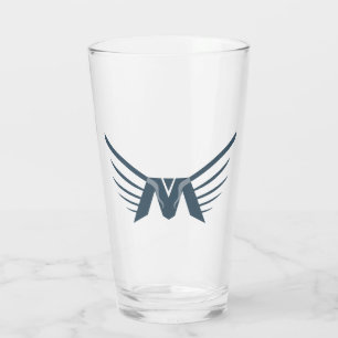 Eleganter Flügel Buchstabe M Monogramm Glas