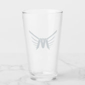 Eleganter Flügel Buchstabe M Monogramm Glas (Vorderseite)