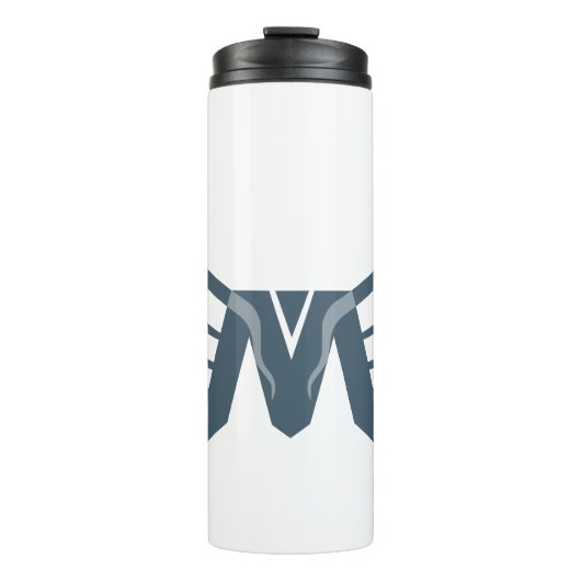 Eleganter Flügel Buchstabe M Monogramm Thermosbecher (Vorderseite)