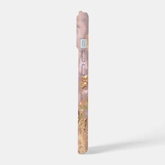 eleganter flüssiger Marmor iPhone 15 Hülle (Linke Seite)