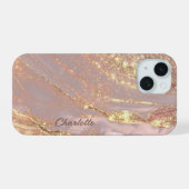 eleganter flüssiger Marmor iPhone 15 Hülle (Rückseite (Horizontal))