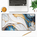 Eleganter flüssiger Marmor Modernes White Blue Gol Schreibtischunterlage<br><div class="desc">Der elegante Flüssig-Marmor Moderne White Blue Gold Desk Mat aus weißem Marmor mit blauen und goldenen Akzenten. Perfektes Geschenk für Geburtstag,  Weihnachten,  Muttertag,  Großeltern,  Ehefrau,  Freundin,  Partnerin,  beste Freunde,  Arbeitskollegen und vieles mehr. Entworfen von ©Evco Studio www.zazzle.com/store/evcostudio</div>