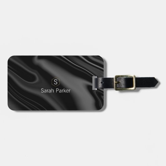 Eleganter, flüssiger schwarzer Akryllischer Gepäck Gepäckanhänger (Vorderseite horizontal)