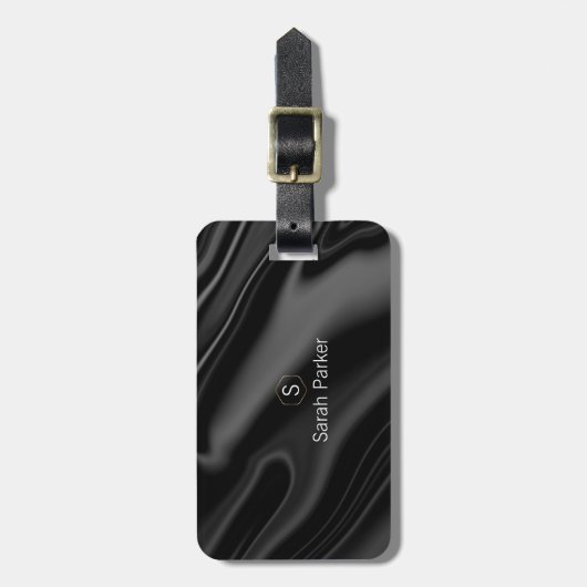 Eleganter, flüssiger schwarzer Akryllischer Gepäck Gepäckanhänger (Vorderseite vertikal)