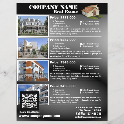 Eleganter Flyer mit weißem QR-Code (QR452) (Vorne)