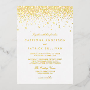 Eleganter Foil gepresste Confetti Dots Wedding Folieneinladung