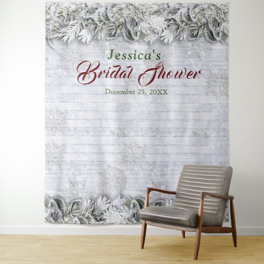 Eleganter Foliage Brautparty Foto Stand Wandteppich (Beispiel)