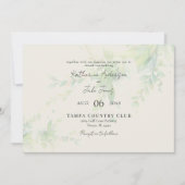 Eleganter Foliage Cream QR Code Horizontal Wedding Einladung (Vorderseite)