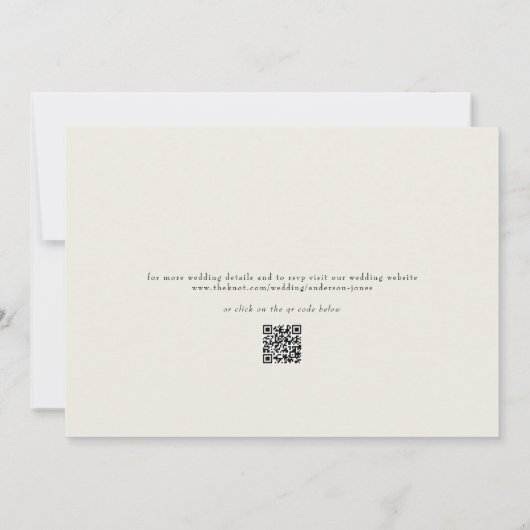 Eleganter Foliage Cream QR Code Horizontal Wedding Einladung (Rückseite)